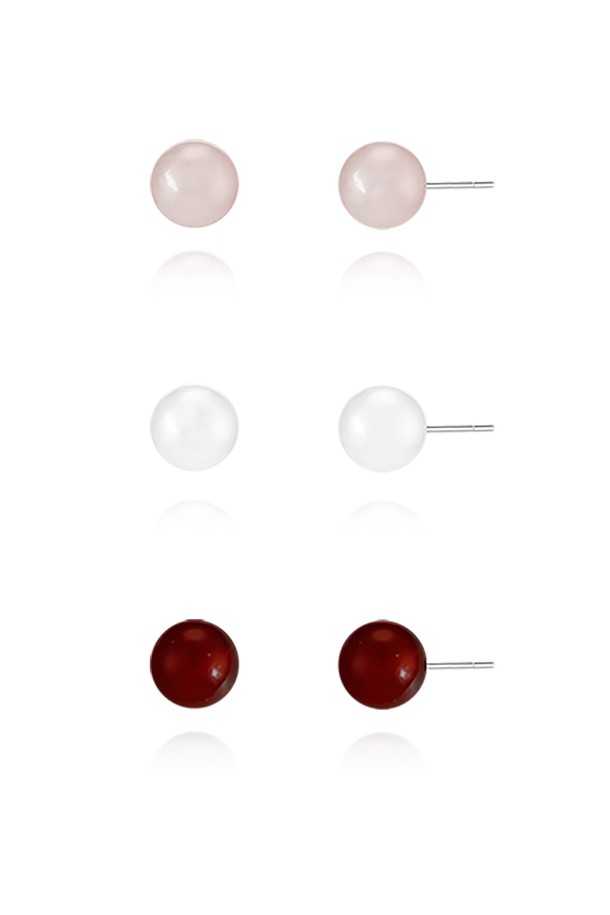 DENU - 귀걸이 - 3SET Mute ball post earring