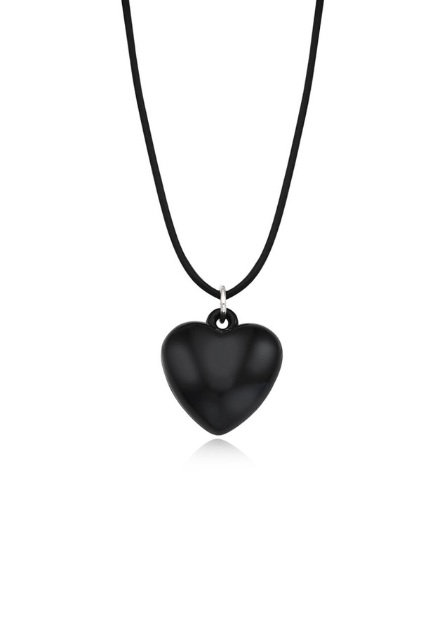 DENU - 팔찌/발찌 - [한보름 착용] Black Luv heart strap necklace