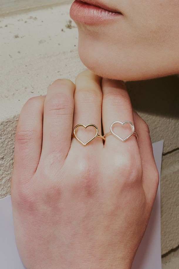 DENU - 반지 - [sv925]Sweet basic heart ring_Gold