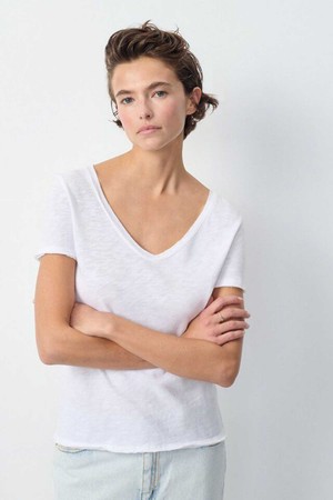 [AMERICAN VINTAGE] 아메리칸 빈티지_SONOMA V넥 SHORT T-SHIRT - WHITE