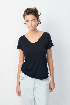 [AMERICAN VINTAGE] 아메리칸 빈티지_SONOMA V넥 SHORT T-SHIRT - BLACK