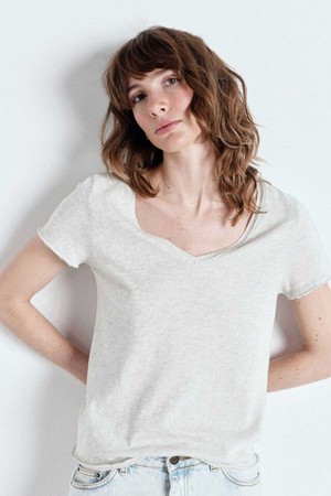 [AMERICAN VINTAGE] 아메리칸 빈티지_SONOMA V넥 SHORT T-SHIRT - POLAR MELANGE
