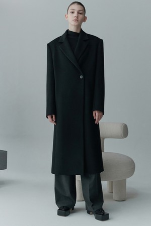 SINGLE BREASTED CASHMERE AND WOOL BLEND COAT BK