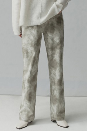 DISCHARGE PRINTED COTTON STRAIGHT LEG JEANS