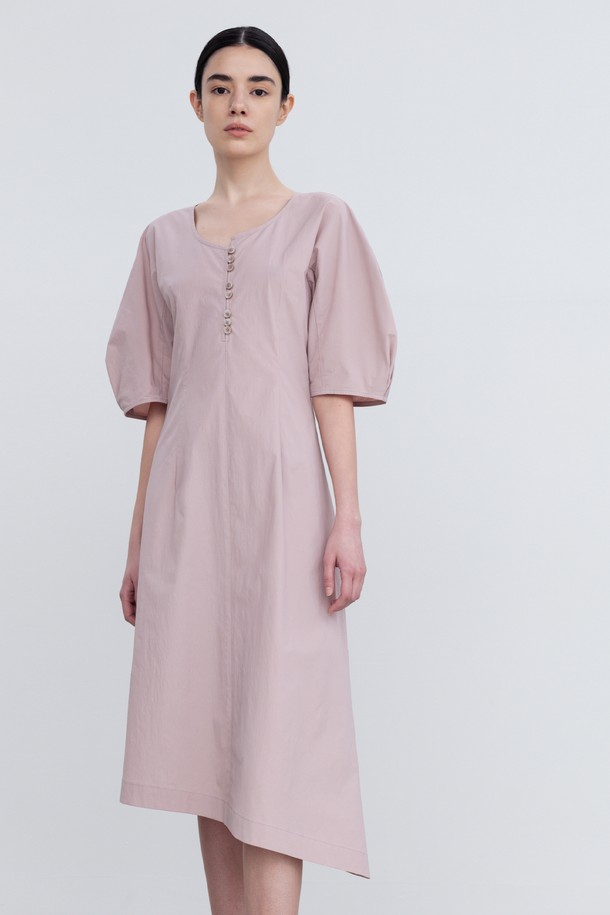 RE RHEE - 반소매 원피스 - BALLOON SLEEVE ASYMMETRIC HEM DRESS