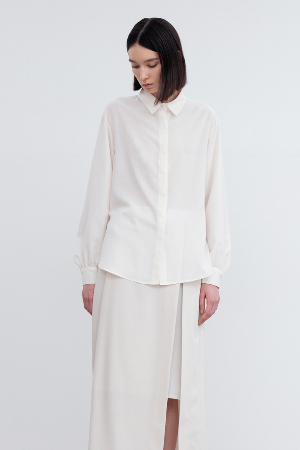 RE RHEE - 셔츠 - PUFF SLEEVES LINEN BLEND SHIRT