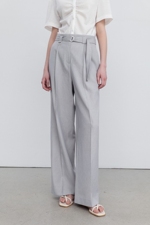 LINEN WIDE LEG BELTED TROUSER MT_RE RHEE