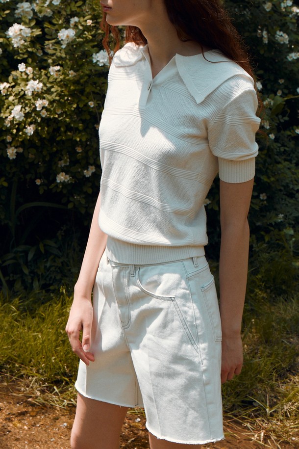 RE RHEE - 블라우스 - SAILOR COLLAR KNITTED BLOUSE WHITE