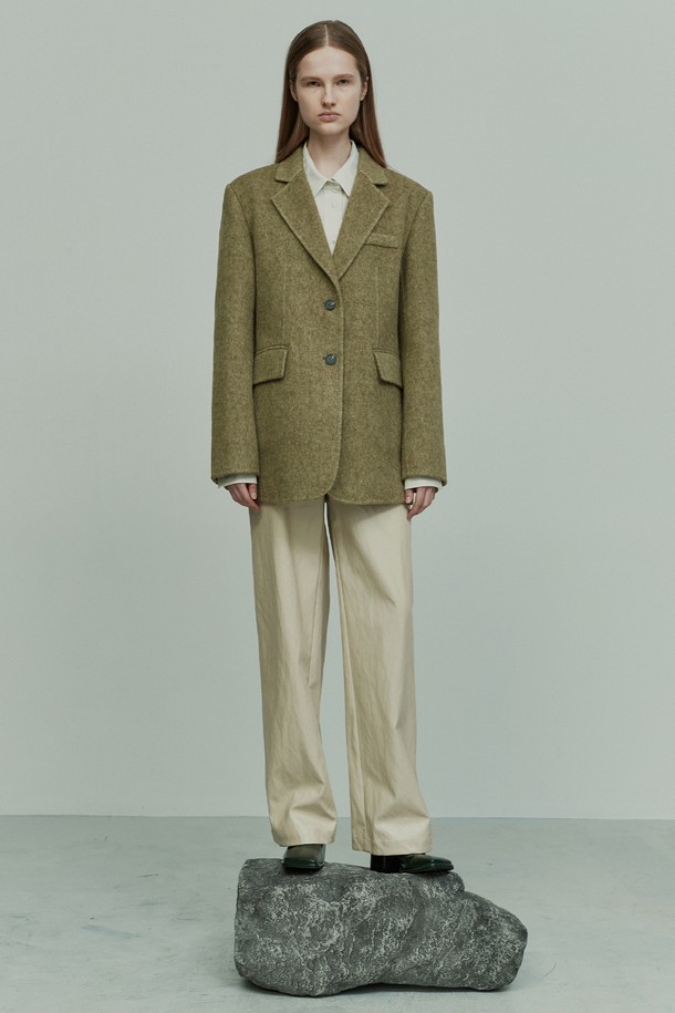 RE RHEE - 자켓 - ANGORA SILK HANDMADE JACKET OLIVE