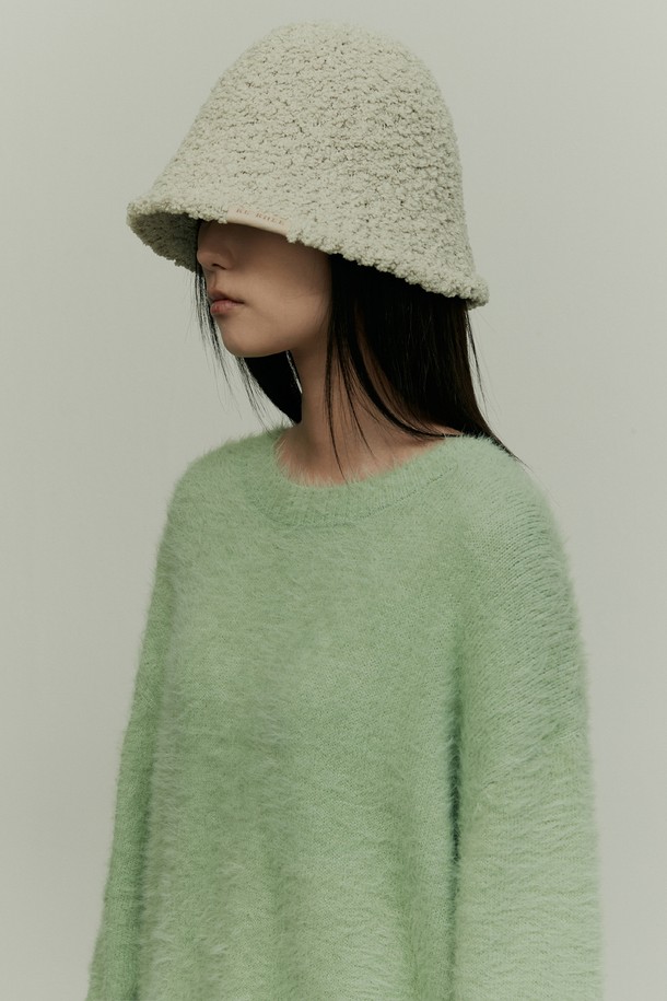 RE RHEE - 모자 - FAUX SHEARLING BELL HAT AVOCADO