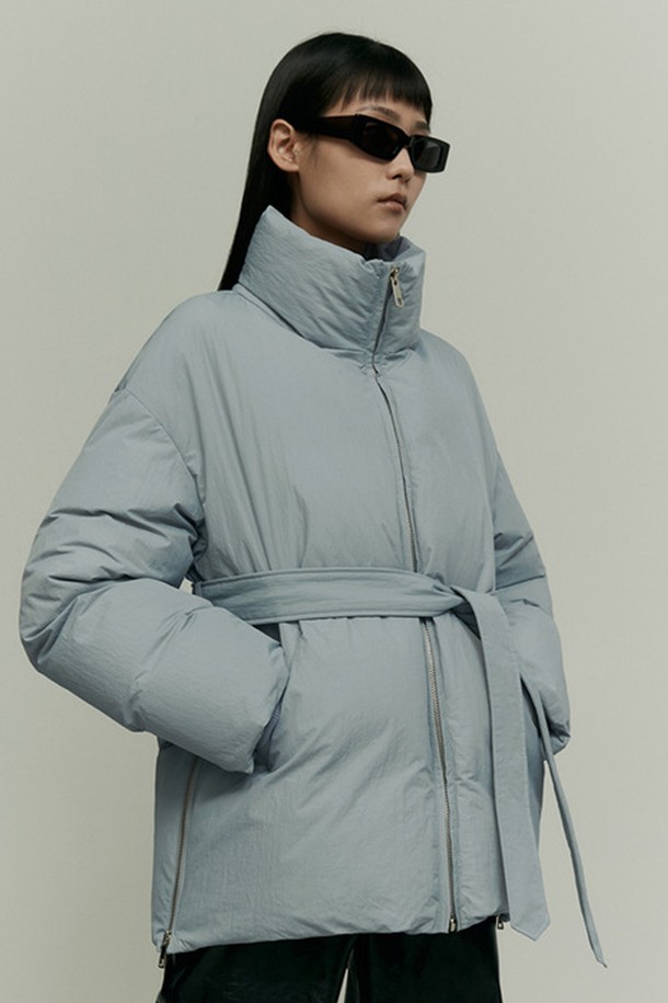 RE RHEE - 패딩 - TIE WAIST PADDED DOWN JACKET CLOUD