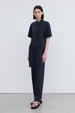 HIDDEN BUTTON BELTED JUMPSUIT