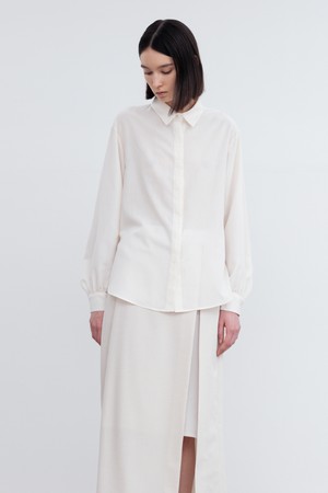 PUFF SLEEVES LINEN BLEND SHIRT