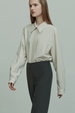 POINT COLLAR LONG SLEEVE SHIRT LIME GRASS