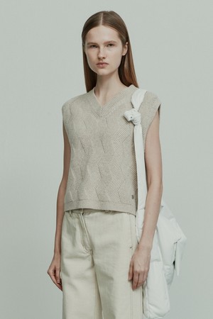 LAMBSWOOL BLEND KNITTED VEST OATMEAL