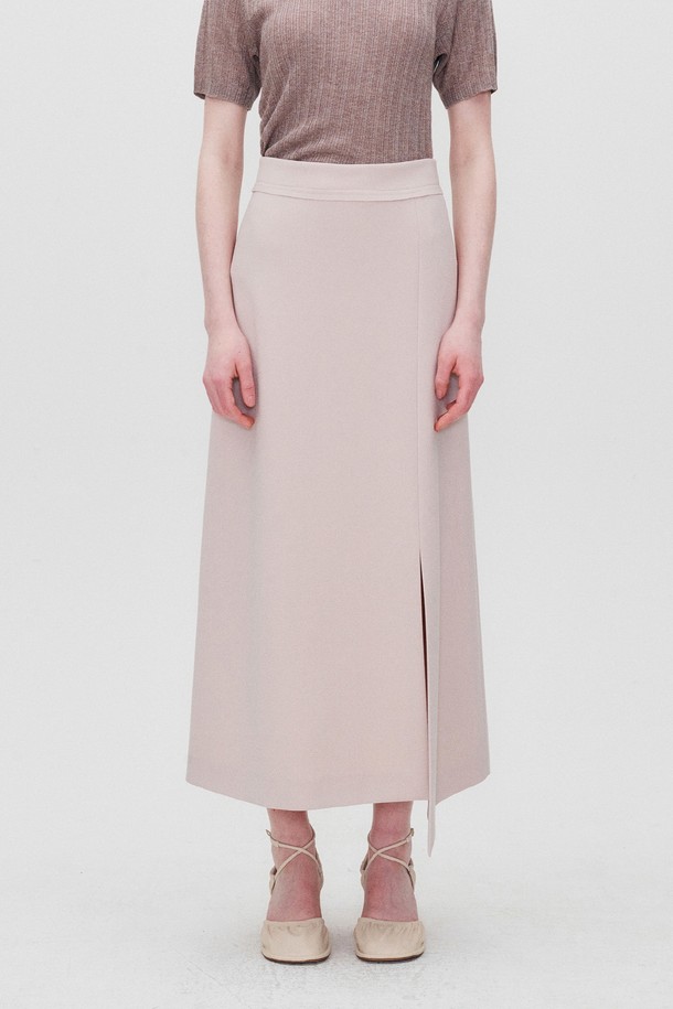 RE RHEE - 미디스커트 - FRONT SLIT MIDI SKIRT BEIGE