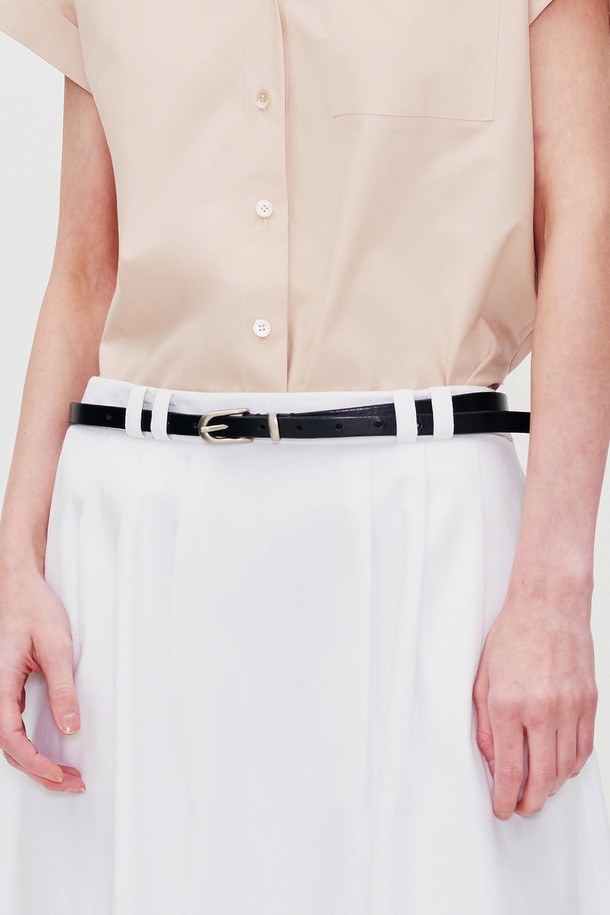 RE RHEE - 벨트 - LOGO EMBROIDERED THIN LEATHER BELT