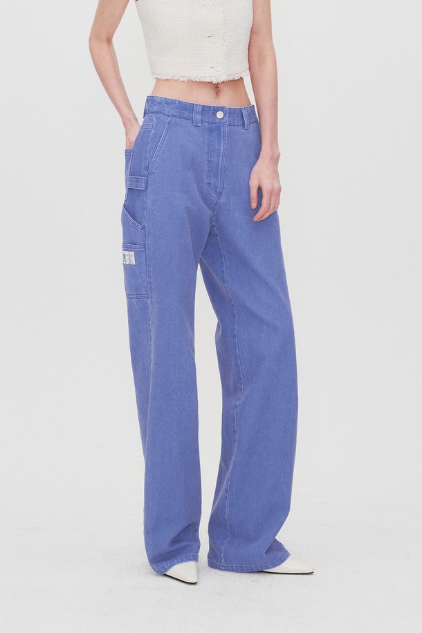 RE RHEE - 데님 - WIDE LEG WORK DENIM JEANS BLUE