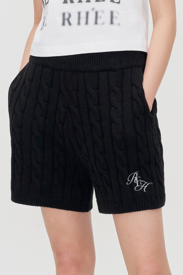 RE RHEE - 쇼트팬츠 - CABLE KNIT SHORTS BLACK