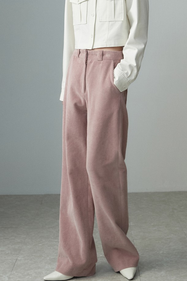 RE RHEE - 롱/미디팬츠 - CORDUROY WIDE PANTS INDI PINK