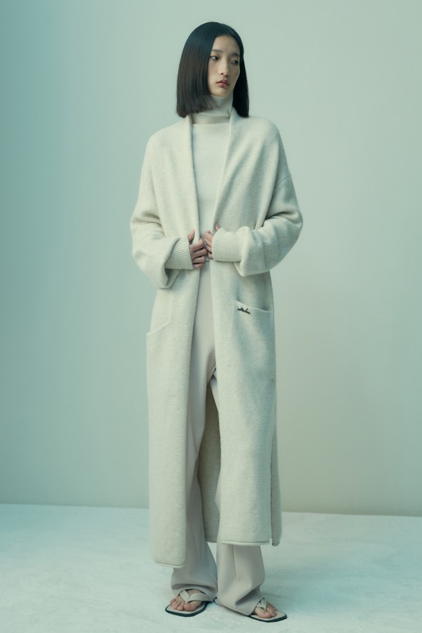 RE RHEE - 가디건 - ANGORA LONG CARDIGAN OATMEAL