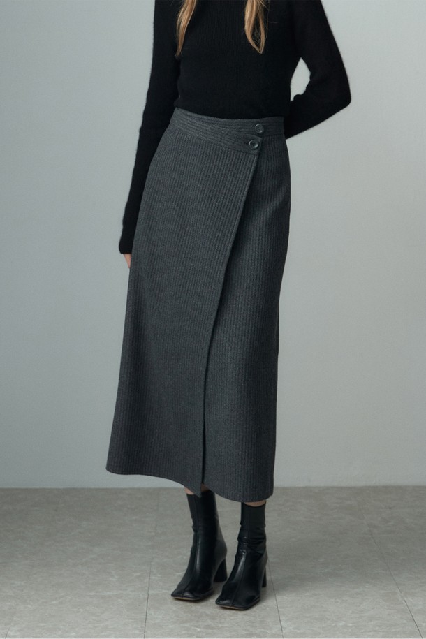 RE RHEE - 스커트 - BOTTON WRAP SKIRT