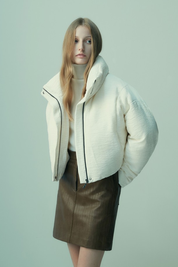 RE RHEE - 자켓 - PLEATED PUFFER PADDED JACKET IVORY