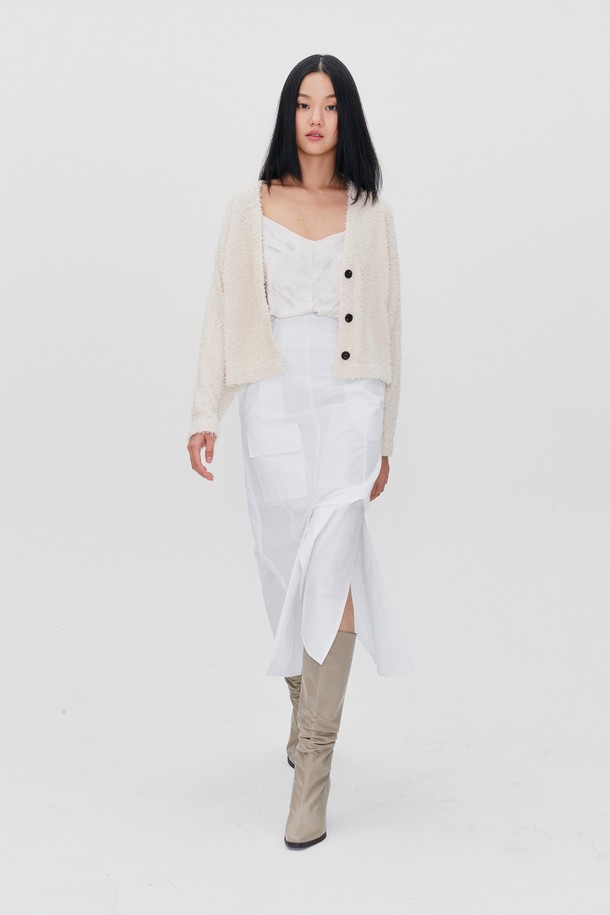 RE RHEE - 가디건 - BUTTON DOWN FUZZY KNIT CARDIGAN CREAM