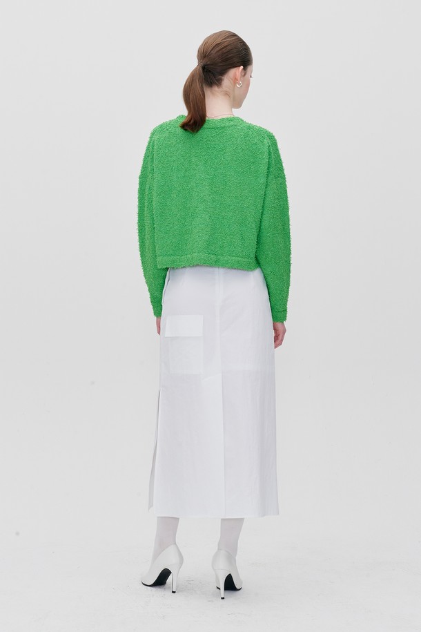 RE RHEE - 가디건 - BUTTON DOWN FUZZY KNIT CARDIGAN APPLE GREEN