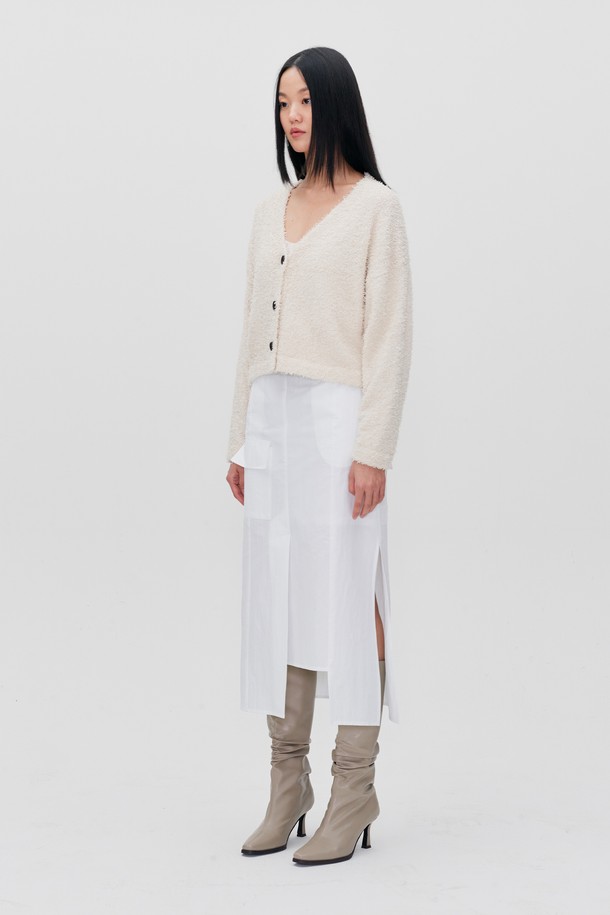 RE RHEE - 가디건 - BUTTON DOWN FUZZY KNIT CARDIGAN CREAM