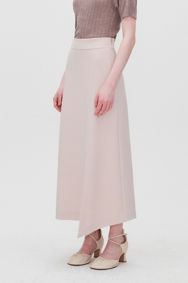 RE RHEE - 미디스커트 - FRONT SLIT MIDI SKIRT BEIGE