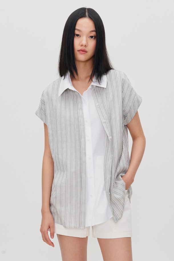 RE RHEE - 셔츠 - VEST LAYERED HALF SLEEEVES SHIRT