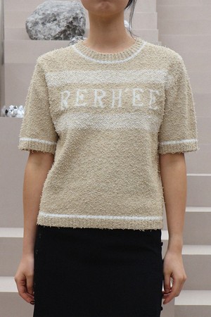 2COLOR LOGO EMBROIDERED KNIT TOP