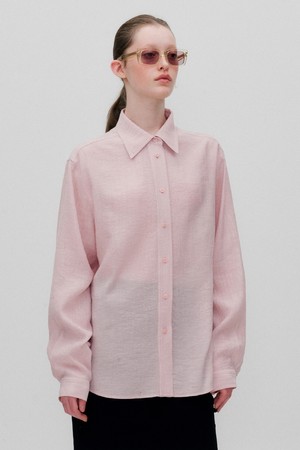 LONG SLEEVES PLEATS SHIRTS PALE PINK