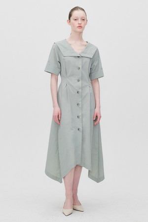 HANDKERCHIEF HEM MIDI DRESS MINT GRAY