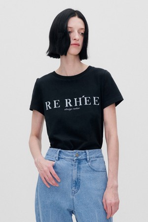 RERHEE ORGANIC COTTON T SHIRT BLACK