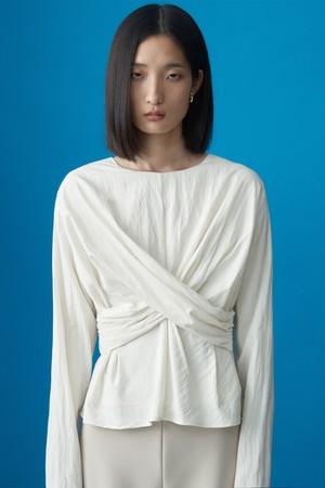 TWISTED DRAPE BLOUSE IVORY