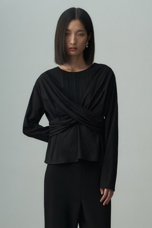 TWISTED DRAPE BLOUSE BLACK