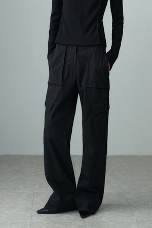 WIDE POCKET CARGO PANTS BLACK