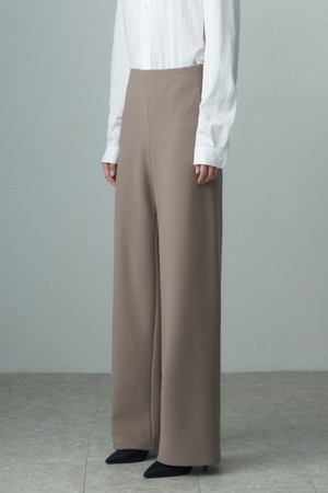 ELASTICATED WAIST STRAIGHT LEG TROUSERS MOCHA