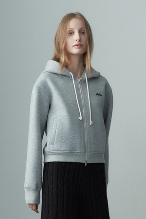 BASIC LOGO ZIP UP HOODIE MELANGE GRAY