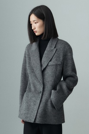 PEAKED COLLAR HERRINGBONE JACKET