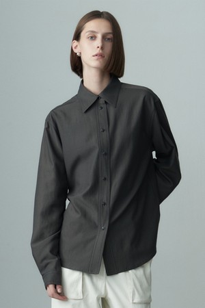 POINT COLLAR LONG SLEEVE SHIRT CHARCOAL