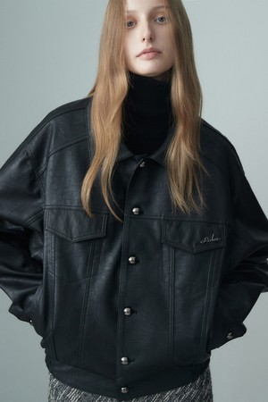 FAUX LEATHER BOMBER JACKET