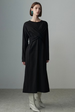 TWISTED DRAPE DRESS BLACK