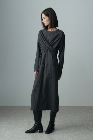 TWISTED DRAPE DRESS DARK GRAY