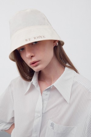 LOGO EMBROIDERED SHEER BUCKET HAT IVORY