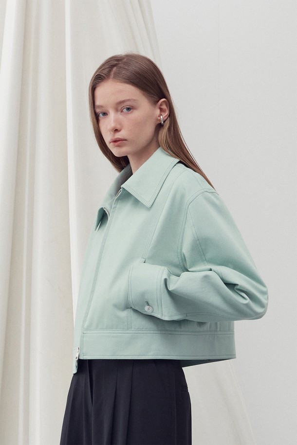 RE RHEE - 점퍼 - STITCH DETAILED BOMBER JACKET PASTEL MINT