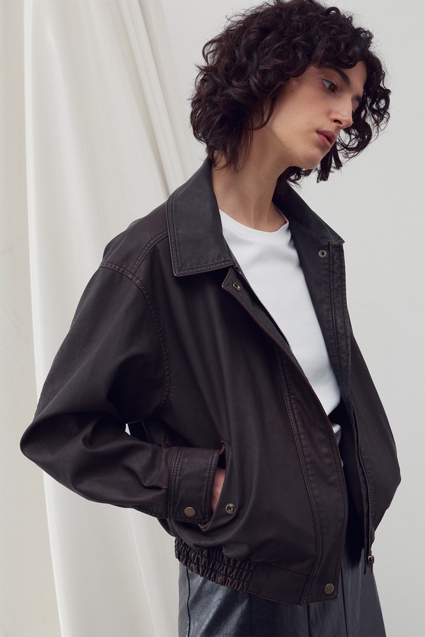 RE RHEE - 자켓 - VEGAN LEATHER BOMBER JACKET