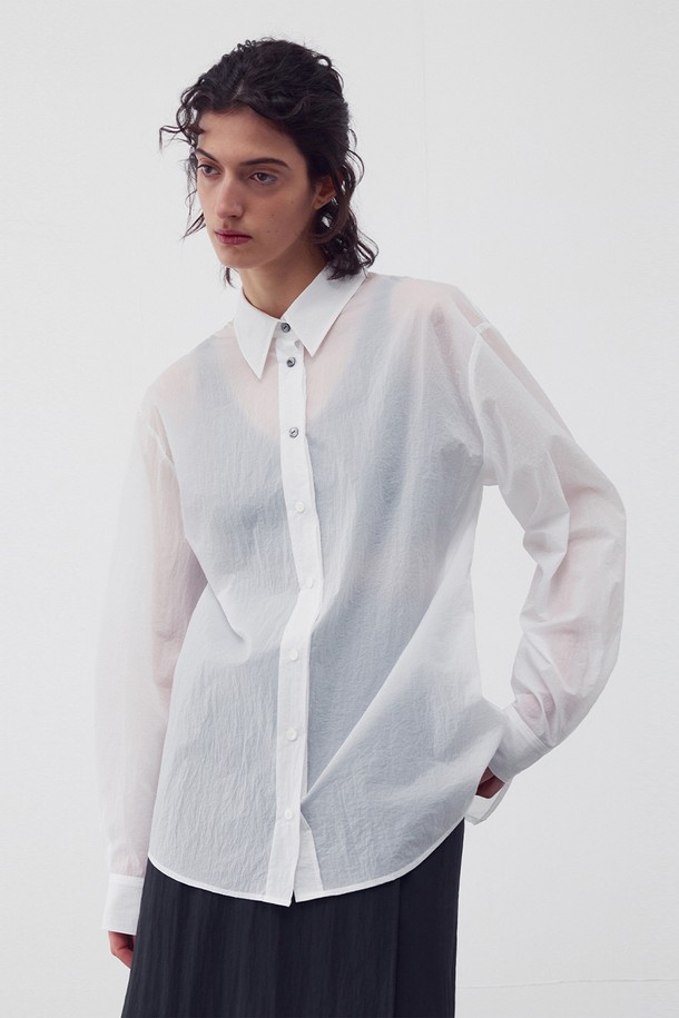 RE RHEE - 셔츠 - OPEN BACK BUTTON DETAIL SHIRTS WHITE